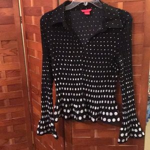 Black with white polka dot blouse